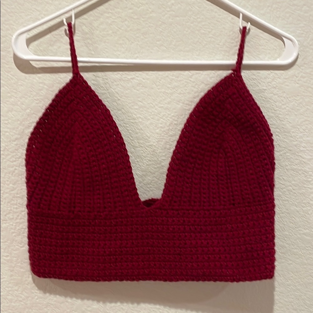 Red Crochet Crop Top